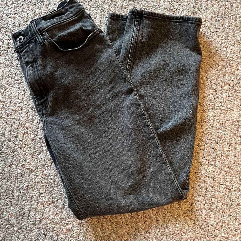 Abercrombie & Fitch High Vintage Straight denim jean stretch black 28/6 long